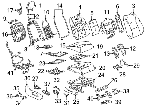 2021 Cadillac XT4 Passenger Seat Components Seat Back Heater Diagram for 84410326