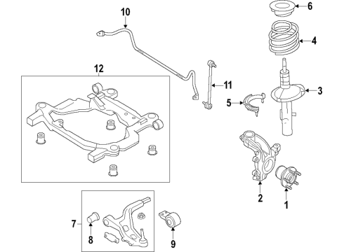 2019 Ford Explorer Front Suspension Components, Lower Control Arm, Stabilizer Bar Strut Diagram for FB5Z-18124-H