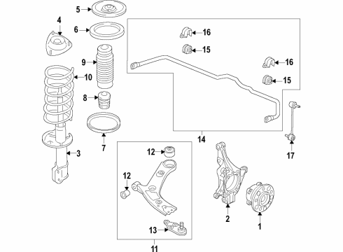 2020 Kia Sorento Front Suspension Components, Lower Control Arm, Stabilizer Bar Front Strut Assembly Kit, Right Diagram for 54661C6300