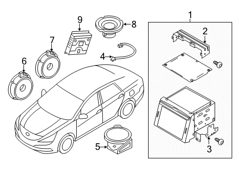 2011 Kia Optima Navigation System Bracket-Audio, Upper Diagram for 961752T000