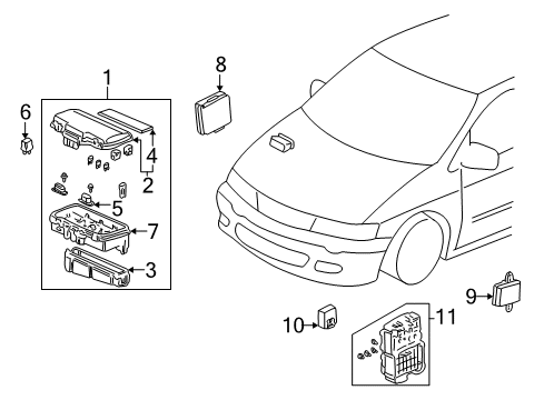 2000 Honda Odyssey Electrical Components System Unit, Multi Plex Control (Passenger Side) Diagram for 38850-S0X-A22