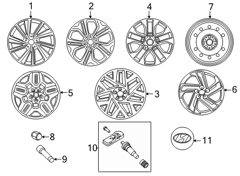 2021 Hyundai Santa Fe Wheels Cap Assembly-Wheel Hub Diagram for 52960-CL110