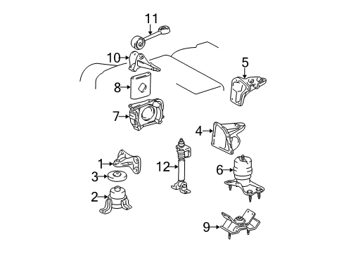 2000 Lexus RX300 Engine & Trans Mounting Bracket, Engine Mounting Control(For Transverse Engine) Diagram for 12313-20030