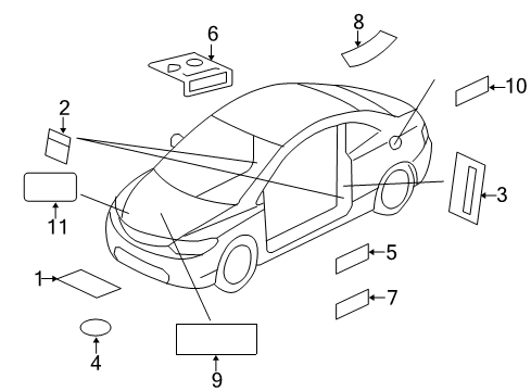 2012 Honda Civic Information Labels Placard, Specification (U.S.A.) Diagram for 42762-TR3-A00