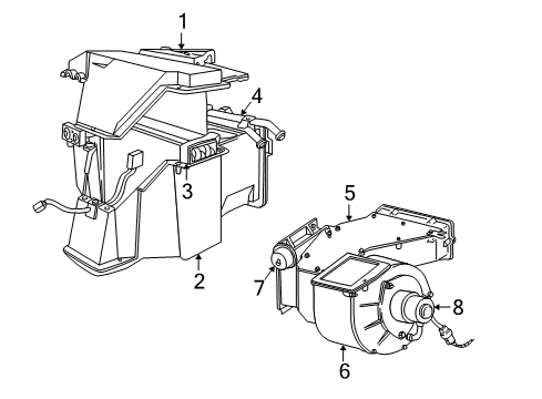 1999 Dodge Ram 3500 Van Air Conditioner Evaporator Heater-Actuator Diagram for 4885113AA