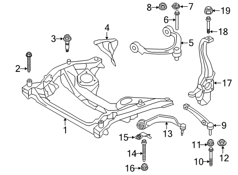 2022 BMW 740i Front Suspension Components Front Axle Support Diagram for 31106861106