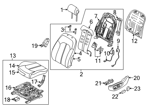 2019 Hyundai Sonata Power Seats Shield Cover-Front Inner Driver Diagram for 88030-C2000-TRY