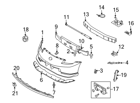 2008 Nissan 350Z Front Bumper Reflector Assembly-Front Side, L Diagram for 26145-CF40A