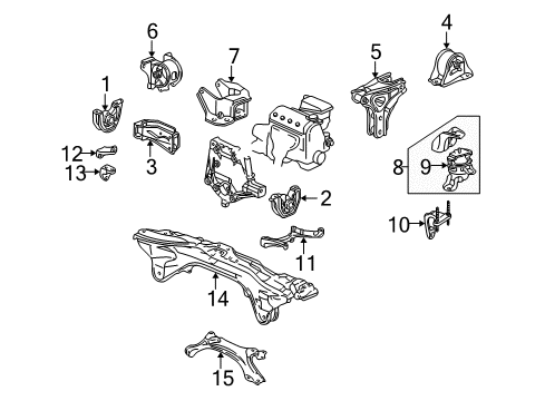 2000 Honda Civic Engine & Trans Mounting Rubber Assy., Mount Diagram for 50824-S04-013