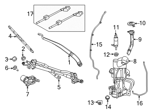 2017 Chrysler Pacifica Wiper & Washer Components Reservoir-Windshield Washer Diagram for 68321418AA