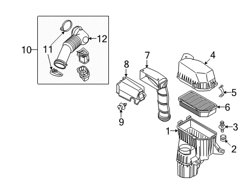 2010 Kia Soul Filters Hose-Air Intake Diagram for 281382K300