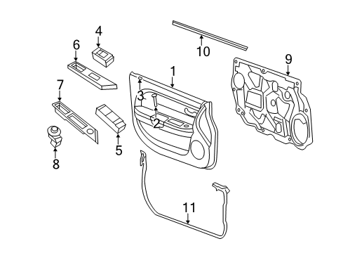 2008 Chrysler Sebring Interior Trim - Door Panel-Carrier Plate Diagram for 68027862AA