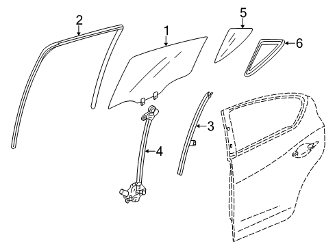 2018 Acura ILX Rear Door Sash, Right Rear Door Quarter Diagram for 72731-TX6-A01