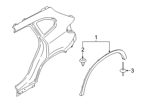 2020 BMW X1 Exterior Trim - Quarter Panel Wheel Arch Trim, Rear Left Diagram for 51777332339