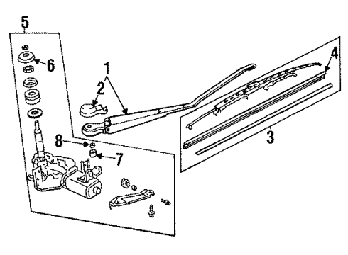 1990 Acura Integra Wiper & Washer Components Windshield Wiper Blade (Driver Side) Diagram for 38470-SB3-013