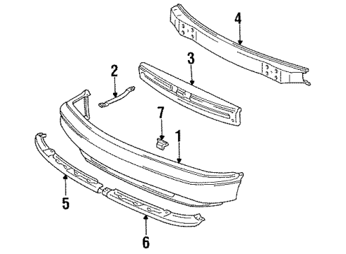 1994 Toyota Previa Front Bumper License Bracket Diagram for 52122-95D00