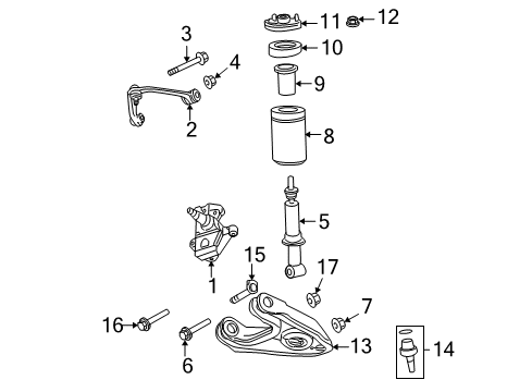 2004 Ford F-150 Front Suspension Components, Lower Control Arm, Upper Control Arm, Stabilizer Bar, Locking Hub Knuckle Diagram for 7L3Z-3K186-A