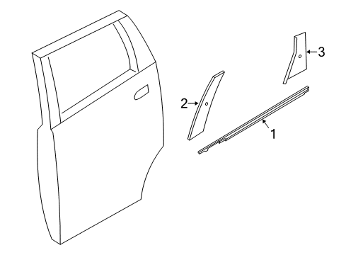 2019 Nissan Versa Note Exterior Trim - Rear Door Tape-Rear Door Sash, Front RH Diagram for 82816-3WC0A