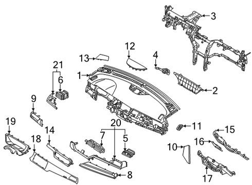 2021 Kia Niro Instrument Panel Nozzle Assembly-Side Def Diagram for 97393G5AA0CGS