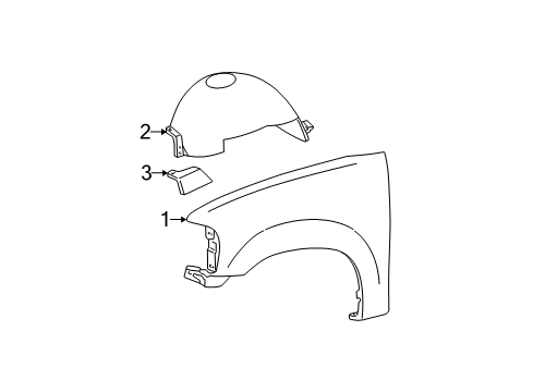 1999 Ford F-150 Fender & Components Fender Liner Diagram for 8L3Z-16102-B