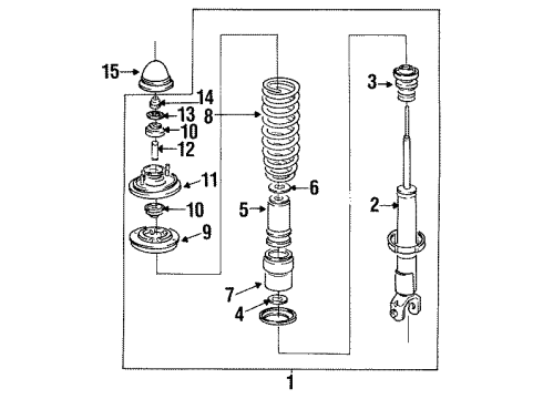 1993 Honda Civic Struts & Suspension Components - Rear Shock Absorber Assembly, Rear Diagram for 52610-SR0-G01