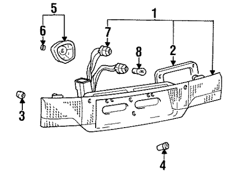 1993 Hyundai Scoupe Bulbs Pad-Rear Combination Inside Lamp Sealing Diagram for 87334-23200