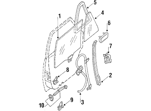 1984 Nissan Stanza Rear Door - Glass & Hardware Rear Door Outside Handle Assembly Left Diagram for 82607-D0100