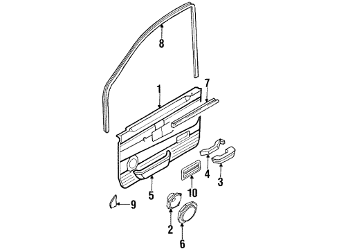 1994 Nissan D21 Interior Trim - Door Front Door Armrest Right Diagram for 80940-55G23