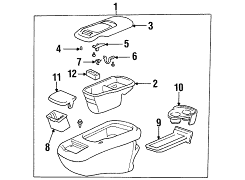 1996 GMC Yukon Center Console Bin, Floor Carpet Umbrella *Navy Blue *Blue Diagram for 12381981