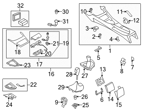 2008 BMW 128i Console Centre Console With Drink Holder Diagram for 51169169508