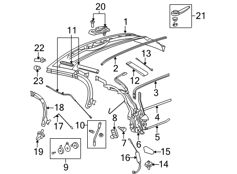 2009 Pontiac Solstice Convertible Top Latch Asm-Folding Top Rear Diagram for 15806629