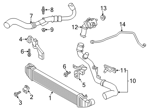 2014 Ford Fiesta Intercooler Air Tube Diagram for C1BZ-9A624-A