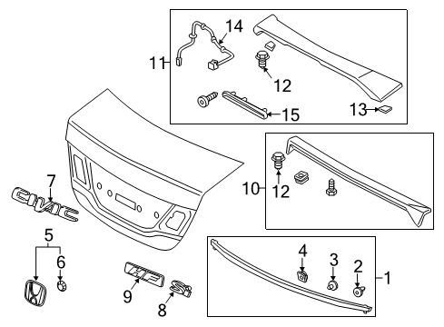 2014 Honda Civic Spoiler, Exterior Trim Clip, Garnish (Seal) Diagram for 91560-TL2-A01