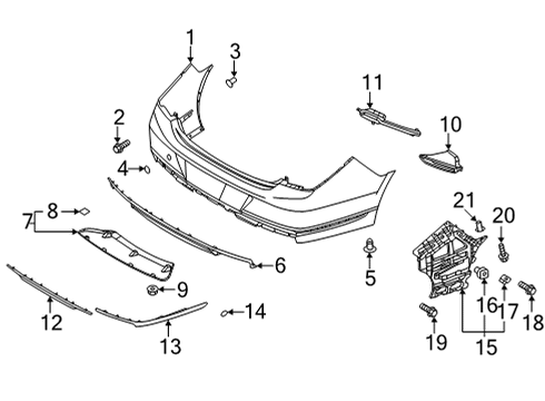 2020 Genesis G90 Bumper & Components - Rear Bracket Assembly-RR Bumper Side, LH Diagram for 86613-D2500