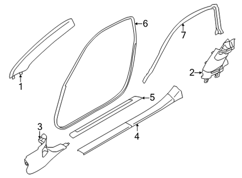 2022 Toyota GR86 Interior Trim - Pillars Upper Weatherstrip Diagram for SU003-08599