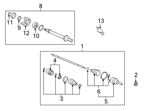 2007 Honda CR-V Drive Axles - Front Shaft Assembly, Half (Automatic) Diagram for 44500-SWA-A00