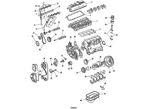 1988 Dodge Colt Engine Parts, Mounts, Cylinder Head & Valves, Camshaft & Timing, Oil Pan, Oil Pump, Balance Shafts, Crankshaft & Bearings, Pistons, Rings & Bearings Bracket Engine Support Rod Diagram for MB309695