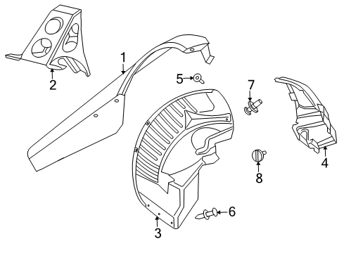 2010 Dodge Viper Fender & Components RETAINER-Splash Shield Diagram for 4708180