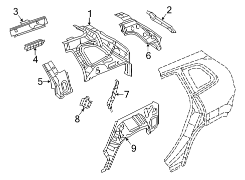 2018 Jeep Cherokee Inner Structure - Quarter Panel TROUGH-LIFTGATE Opening Diagram for 68102416AC