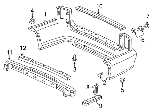 2002 Honda Odyssey Rear Bumper Grommet, Bumper Side Diagram for 71144-S0X-A01