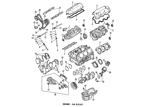 1996 Dodge Stealth Engine Parts, Mounts, Cylinder Head & Valves, Camshaft & Timing, Oil Pan, Oil Pump, Crankshaft & Bearings, Pistons, Rings & Bearings Cover-Timing Belt Diagram for MD332463