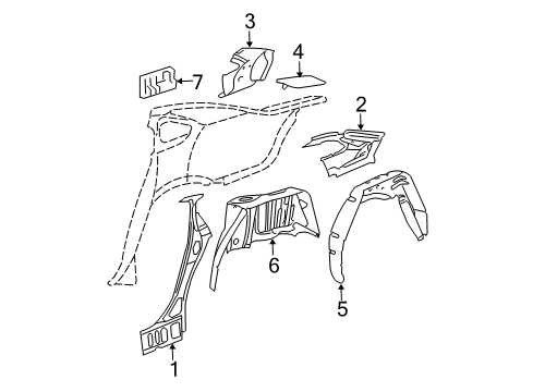 2013 Chevrolet Impala Inner Structure - Quarter Panel Brace-Quarter Inner Panel Diagram for 10337137