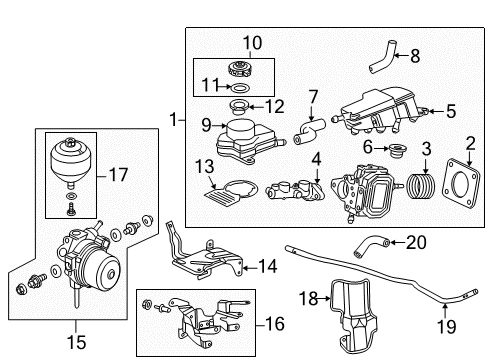 2013 Honda Civic Hydraulic System Bracket, Brake Reserve Tank Diagram for 46674-TR2-A00