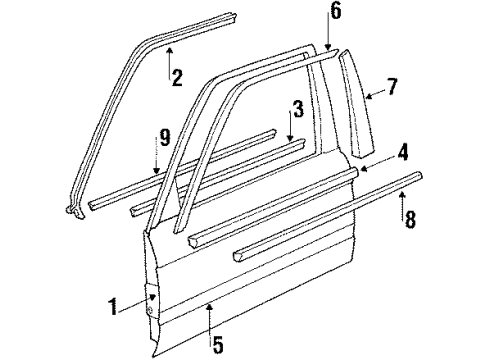 1989 BMW 325iX Front Door Moulding Door Front Left Diagram for 51131952893