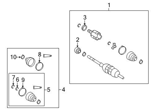 2010 Pontiac Vibe Drive Axles - Front Cv Axle Shaft (W/Wheel Speed Sensor Ring) Diagram for 19183749