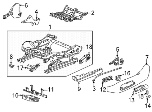 2020 Buick Encore GX Power Seat Tracks & Components Control Module Mount Bracket Diagram for 42676593