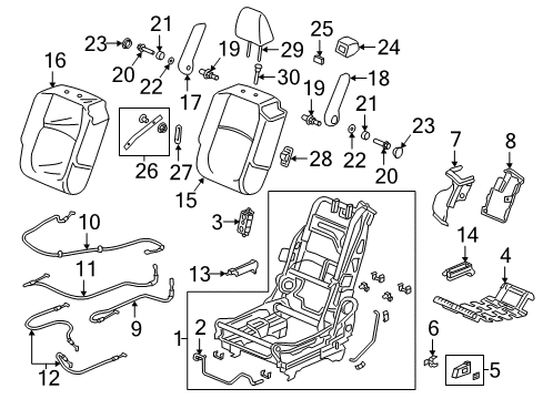 2019 Honda Odyssey Second Row Seats Guide, Middle Seat Strap Diagram for 81359-THR-A01