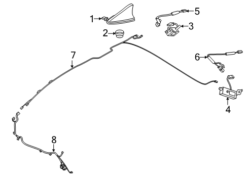 2019 Genesis G80 Antenna & Radio Feeder Cable-Antenna Diagram for 96230-B1500