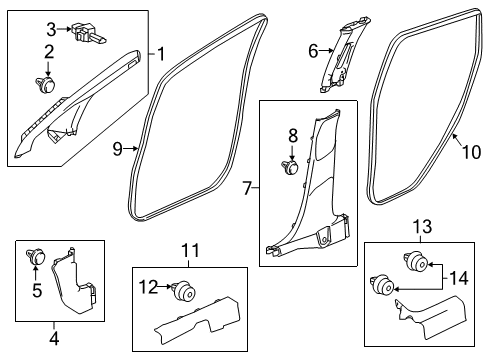 2017 Honda HR-V Interior Trim - Pillars, Rocker & Floor Lng, R. *NH900L* Diagram for 83111-T7W-A11ZA