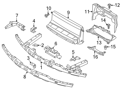 2019 BMW i3 Radiator Support Reinforcement, Front Panel Diagram for 51647296806